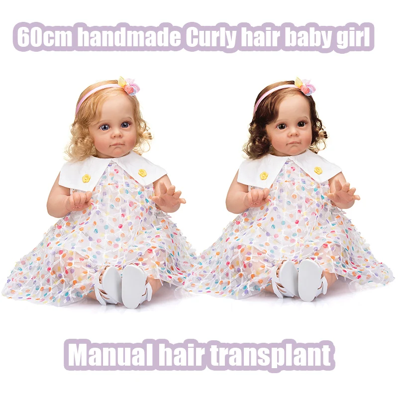 60CM Handmade High Quality Reborn Toddler Maggie Detailed Lifelike Painting Rooted Long Curly hair Collectible Art Doll