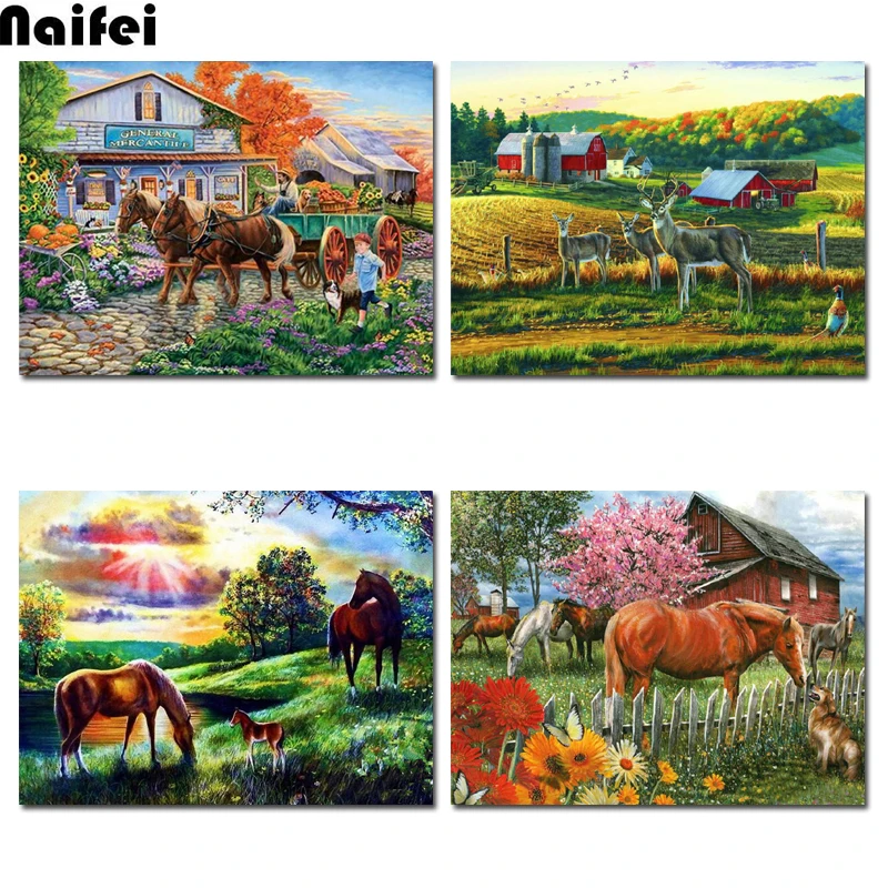 Diamond Painting,scenery horses ranch Cross Stitch,mosaic Diamond Embroidery Sale full square/round Diamond mosaic Crystal Arts