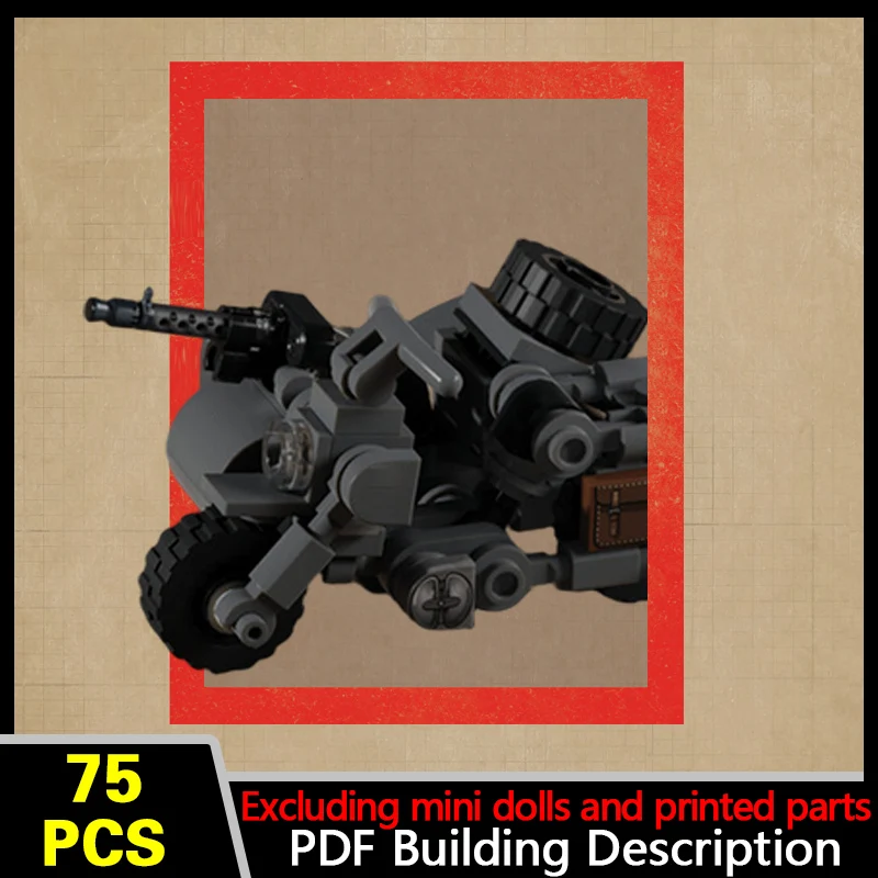 Motorcycle With Sidecar Model MOC Building Bricks War Equipment Modular Technology Gifts Holiday Assemble Children Toys Suit