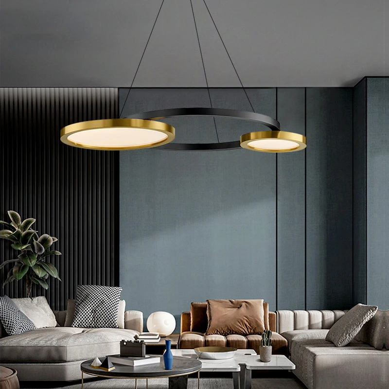 

Modern Luxury Ring LED Pendant Light Simple Round Stainless Steel Art Decor Ceiling Chandelier for LivingRoom Restaurant Bedroom