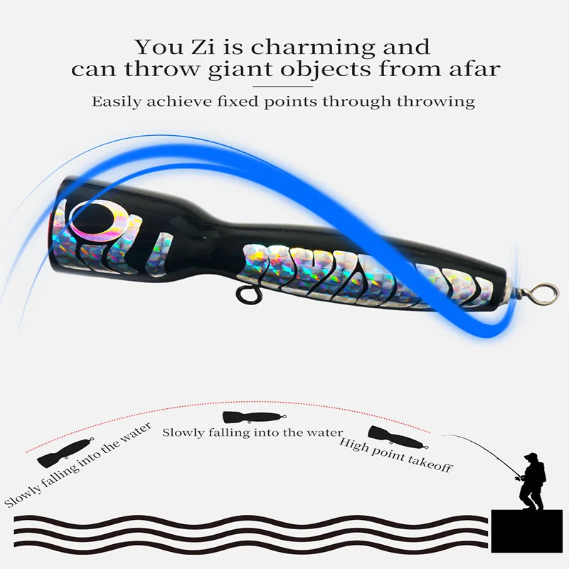 1 PCS  Wooden lure fishing popper 145mm 80g Fishing Bait Saltwater Popper Big Game Topwater Lure Wood Bait Fishing Lure