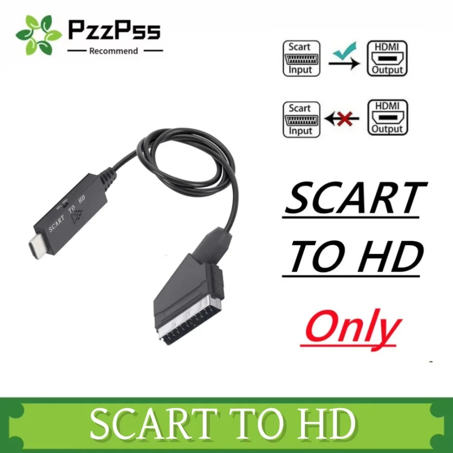1M Scart to HDMI Adapter Converter Scart HDMI 1080P with Scart Input Cable HDMI Output Port for HDTV STB VHS Xbox PS3 DVD