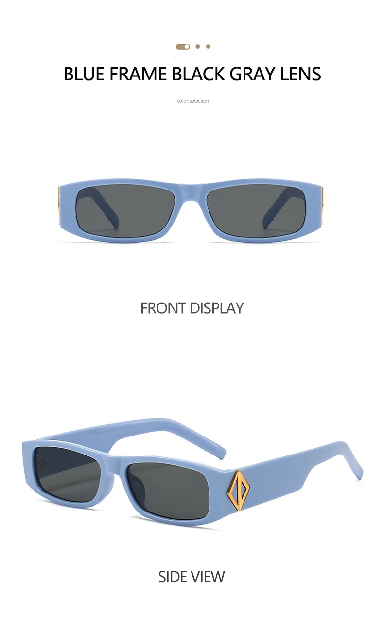 Neue schmale quadratische Sonnenbrille im modischen Stil, PC-Material, goldene Logo-Dekoration, trendiger Streetstyle, Unisex-Sonnenbrille 5378 – Detail 18