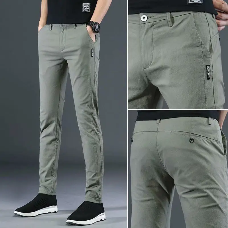 Spring Autumn Elegant Fashion Harajuku Slim Fit Trousers Loose All Match Sport Casual Pants Solid Pockets Straight Leg Pants