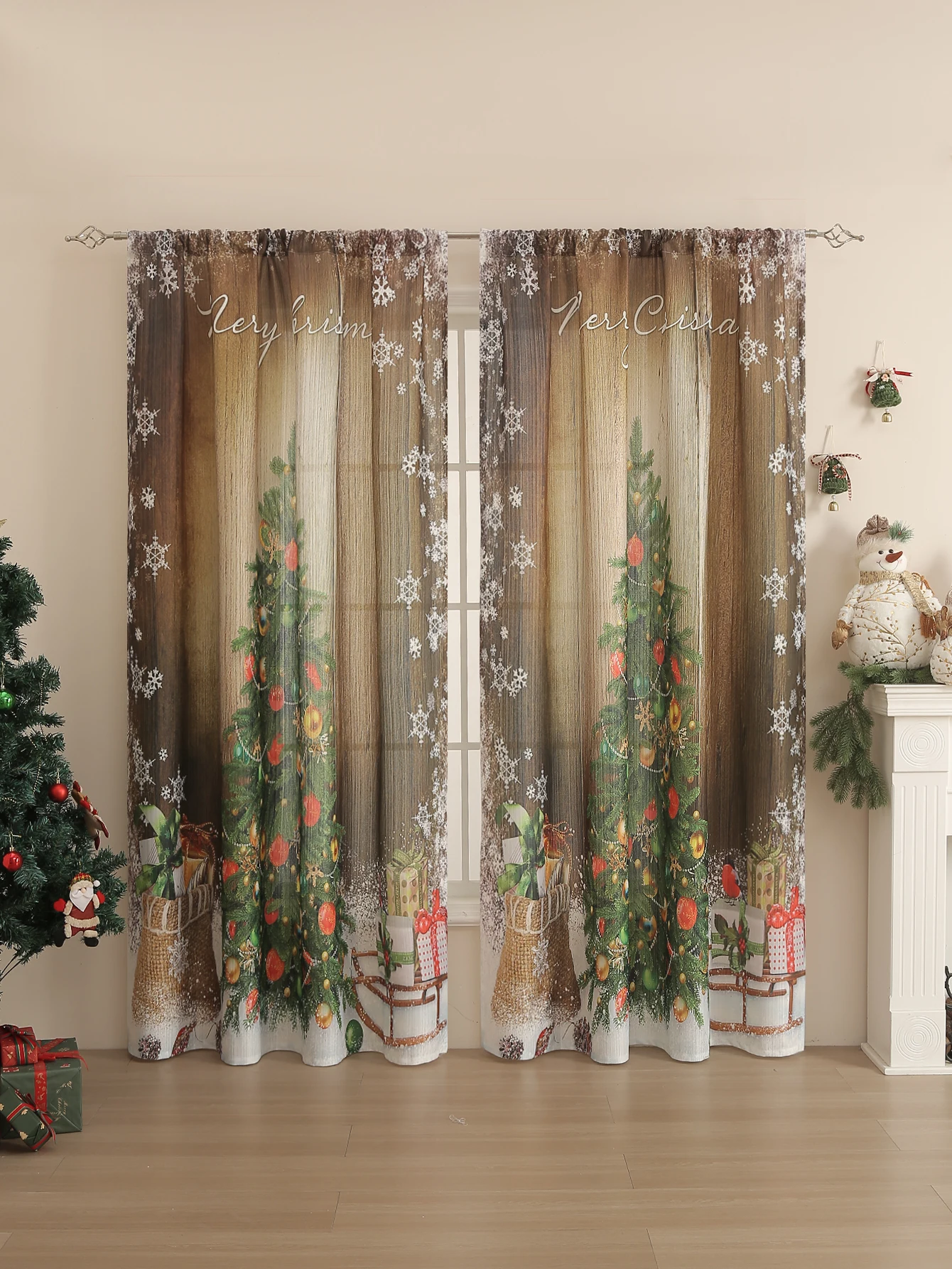 Weihnachts vorhänge 82 Zoll Winter Schlafzimmer Fenster Vorhänge Baum Weihnachten Vorhänge für Wohnzimmer