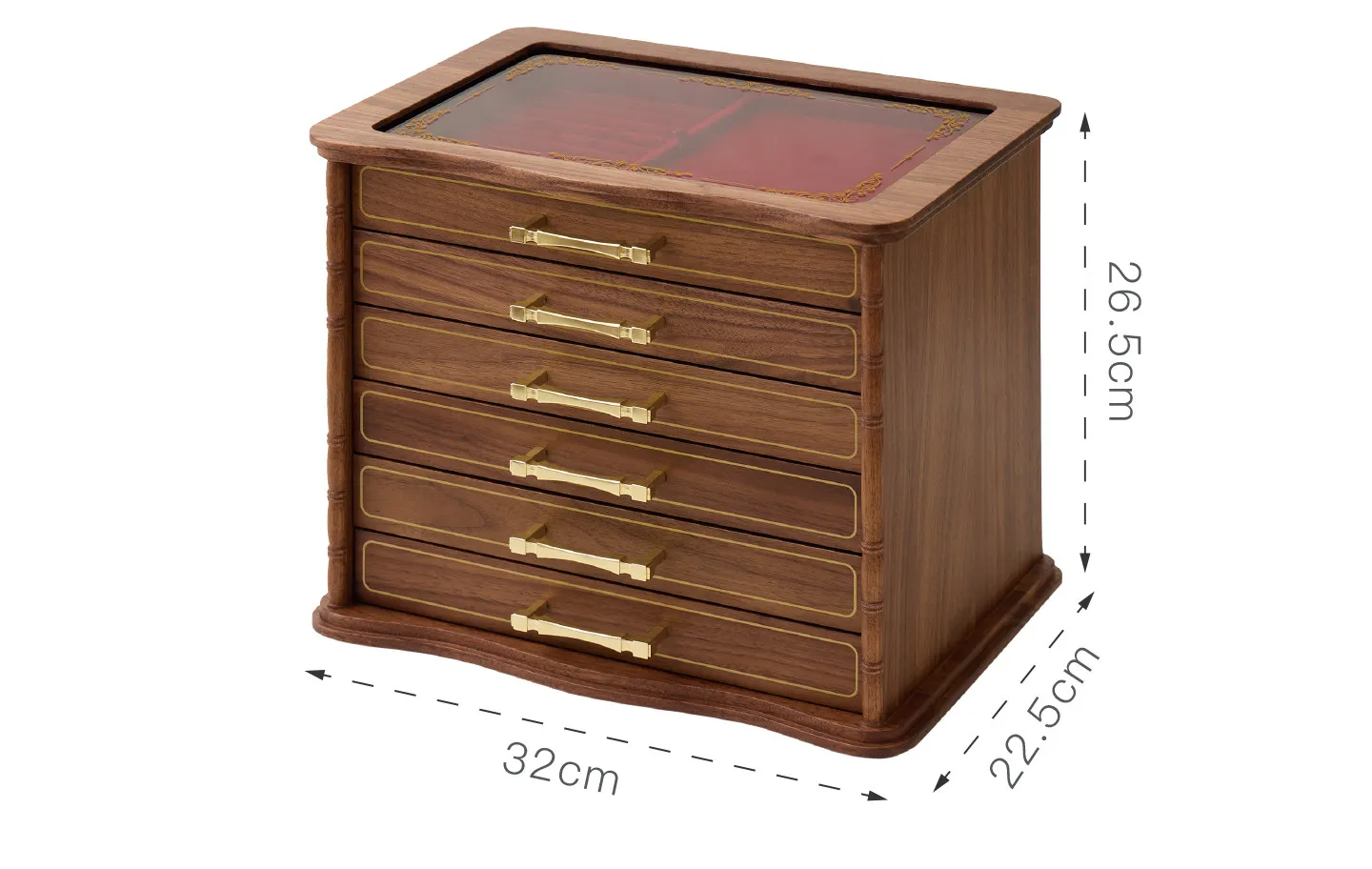 

HYS walnut jewelry box multi-layer pure solid wood jewelry storage box