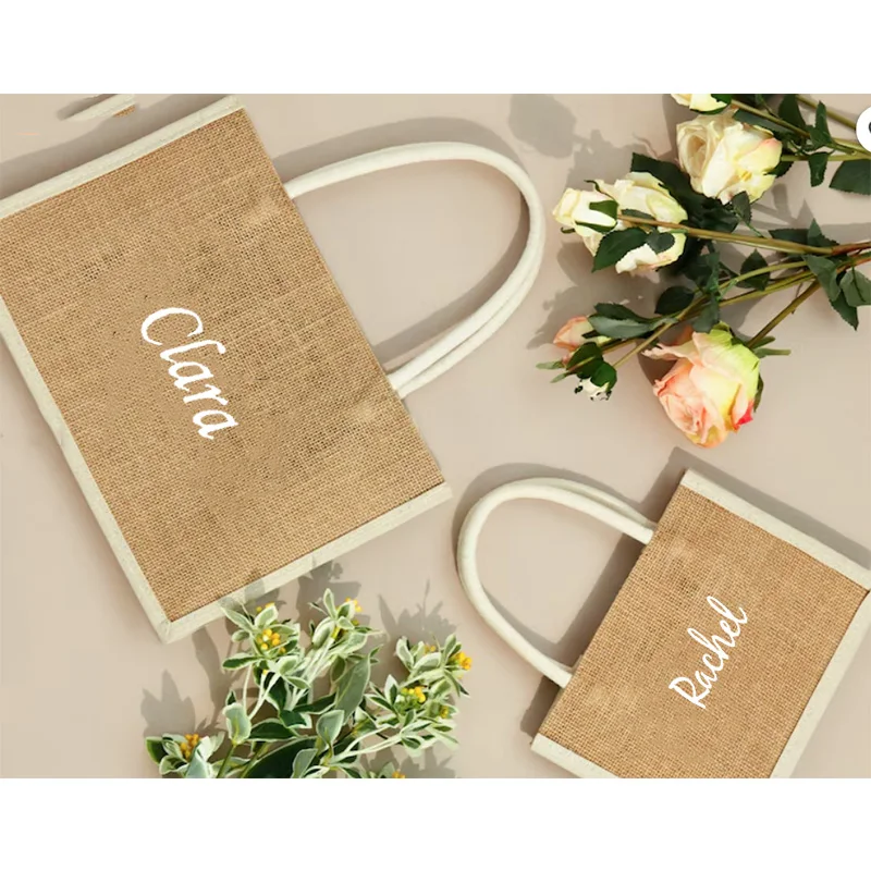 

Personalized Burlap Bags Custom Name Monogram Beach Bags Bridesmaid Gift Bags Tote Jute Bags Custom Wedding Gifts for Bride