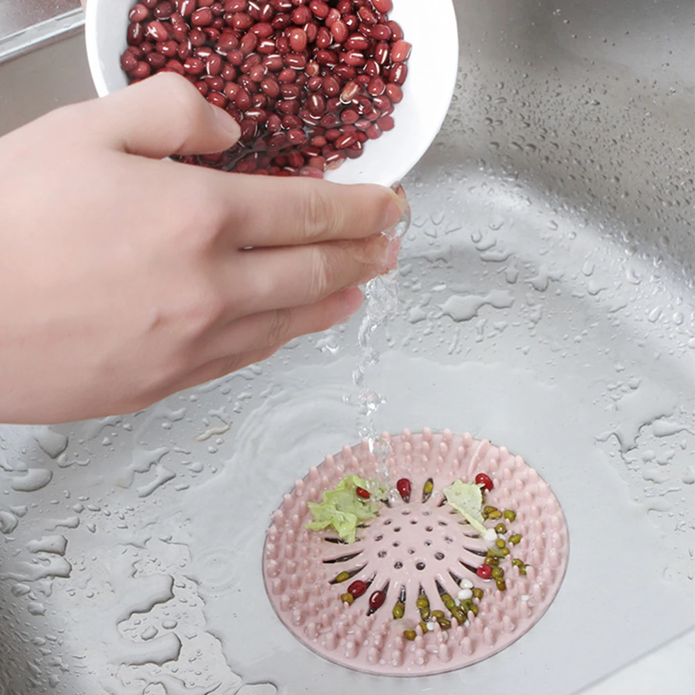 

2 PCS Filter Mesh Floor Dip Cover Sink Debris Stopper Pool Pink Strainer Garbage