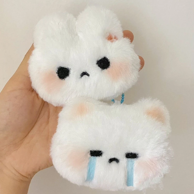 Moda carino peluche coniglio orso portachiavi divertente arrabbiato pianto viso bambola portachiavi auto zainetto portachiavi ciondolo per ragazza regalo per bambini