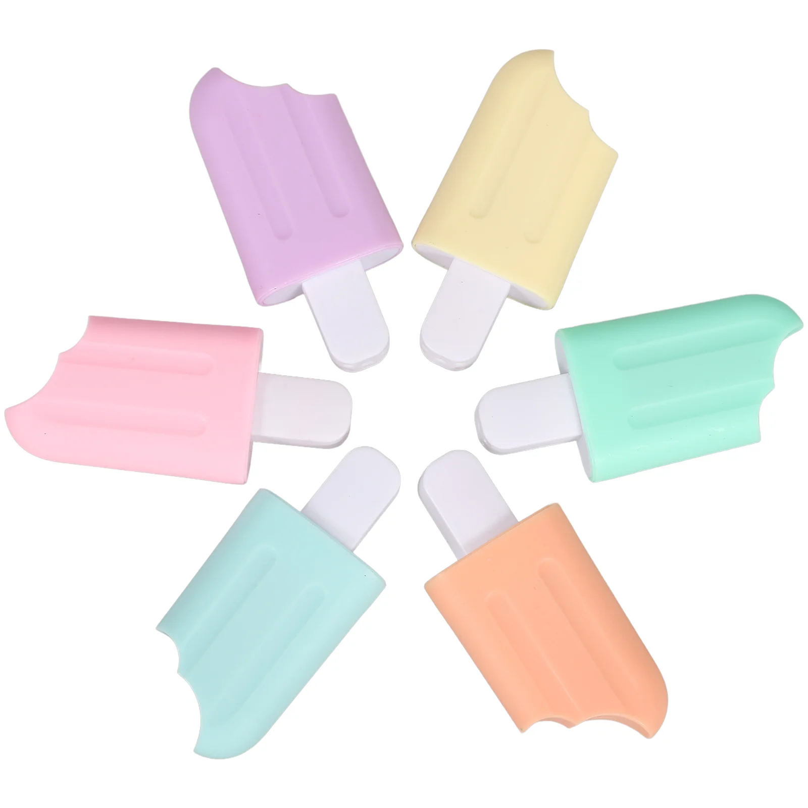 

6 Pcs Fluorescent Marker Pen Highlighters Marking Pens Ice Cream Cartoon Colored Soft Colorful Kawaii Plastic Shape