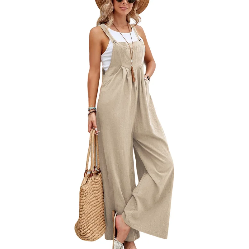 Female Simple Pure Color Sexy Overalls Lady Women Jumpsuit High Waist for Party