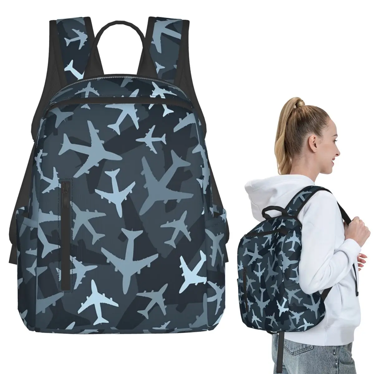 

Случайный узор самолетов, авиационный рюкзак для пилота-истребителя, студенческая сумка для книг для мальчиков и девочек, детская школьная сумка, компьютерные сумки на плечо