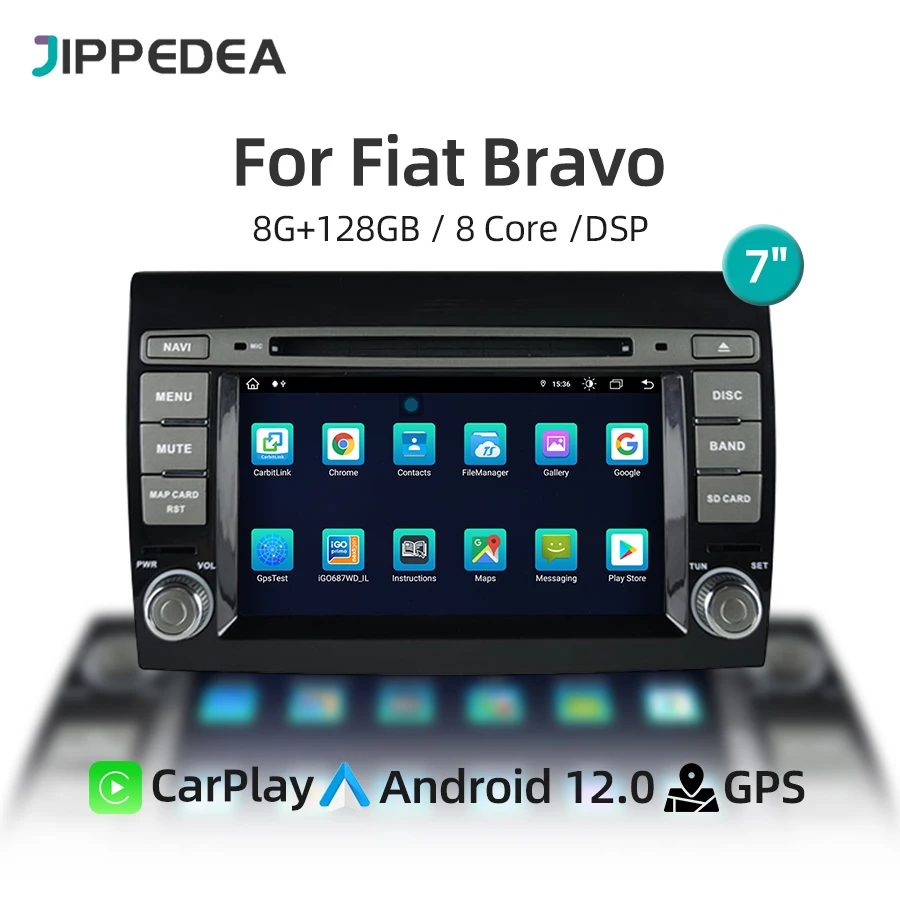 2 Din Android 12 Car DVD Radio For Fiat Bravo 2007-2012 GPS Navigation Stereo CarPlay 4G WiFi Auto Multimedia Player Head Unit