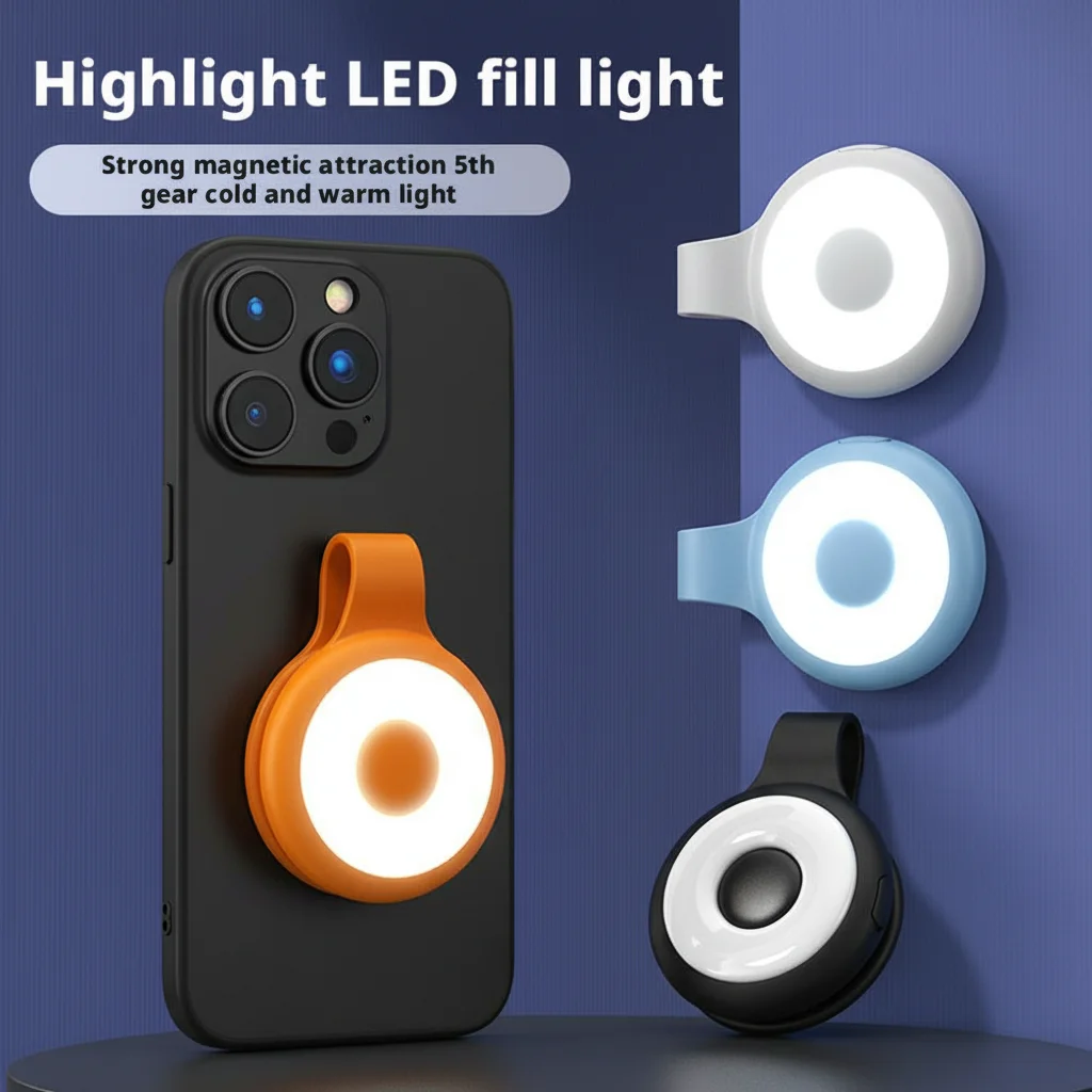 

НОВЫЙ 5-ступенчатый регулируемый заполняющий светильник для мобильного телефона, портативный заполняющий светильник для ночной ходьбы, магнитный дизайн, долговечный аккумулятор