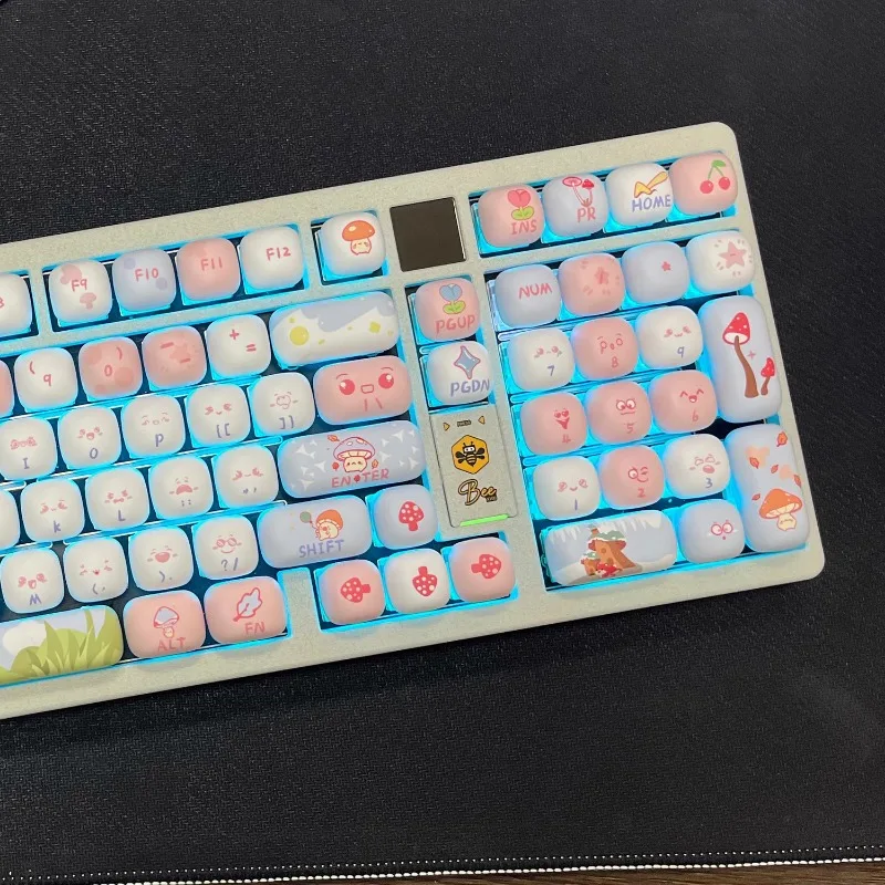 Cute Mushroom Cartoon Keycaps Set 138keys Custom Mantou MOG Artisan Keycap Anime Point Gaming Mechanical Keyboard Keycap Gift