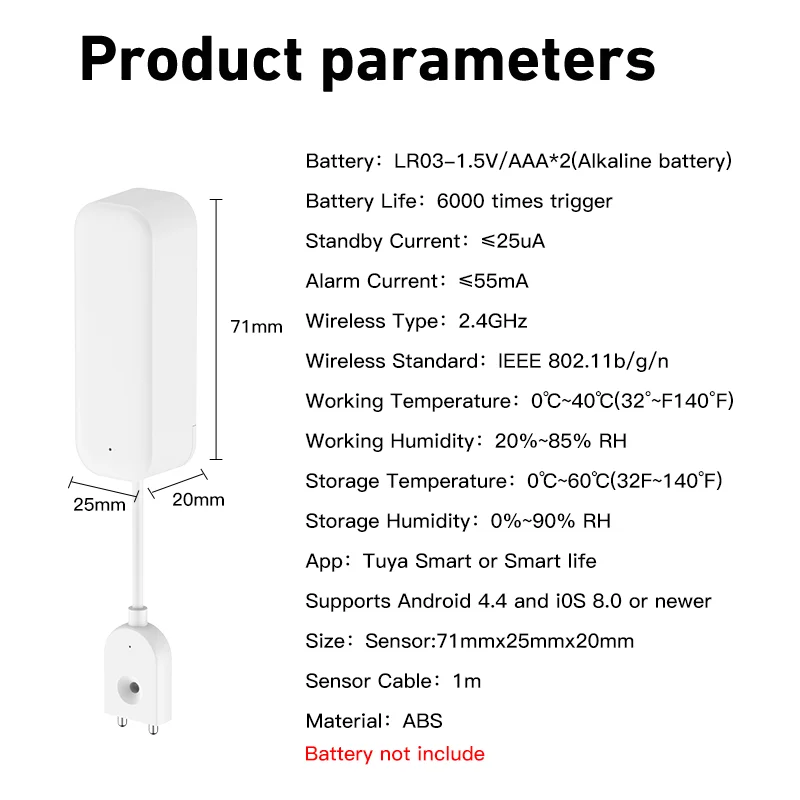 Tuya Smart WIFI مستشعر تسرب المياه إنذار كاشف مستوى المياه الحياة الذكية APP المراقبة عن بعد نظام إنذار أمان المنزل