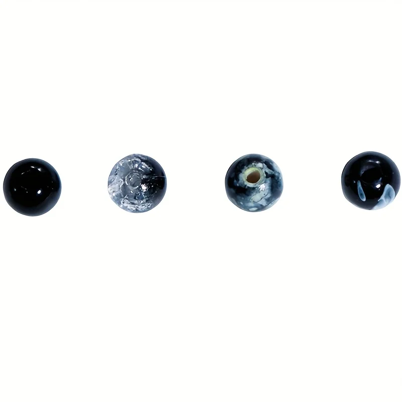340 Stück 8mm Acryl Schwarze Runde Perlen Schmuckherstellungs-Set Box, Geeignet für DIY Armbänder, Halsketten und Ohrringe Weihnachten – Detail 2