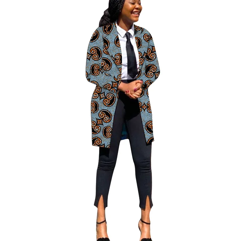 African Fashion Women\'s Blazer Colorful Print Long Suit Jackets For Office Lady Over Size S-6XL