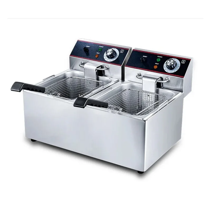 Hot-selling stainless steel rust-proof quick-heating electric fryer, suitable for hotels with frying baskets