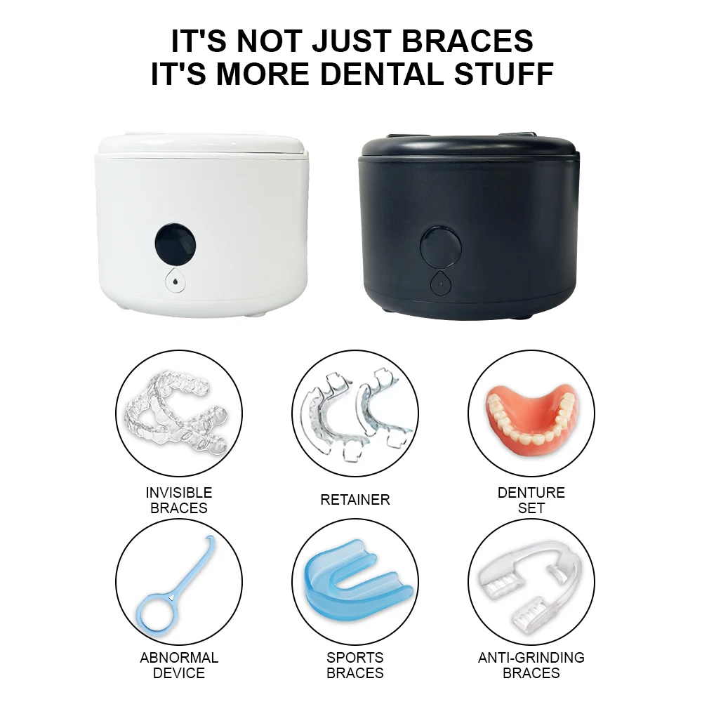 UV Ultrasonic Cleaner for Dentures Retainer Invisible Braces Mouth Guard Jewelry Glasses with Timer Mini Dental Cleaning Machine