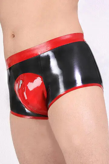 

100% latex shorts, rubber swimwear, sports club, black Cortch zipper, boxer 0.4mm - masquerade ball