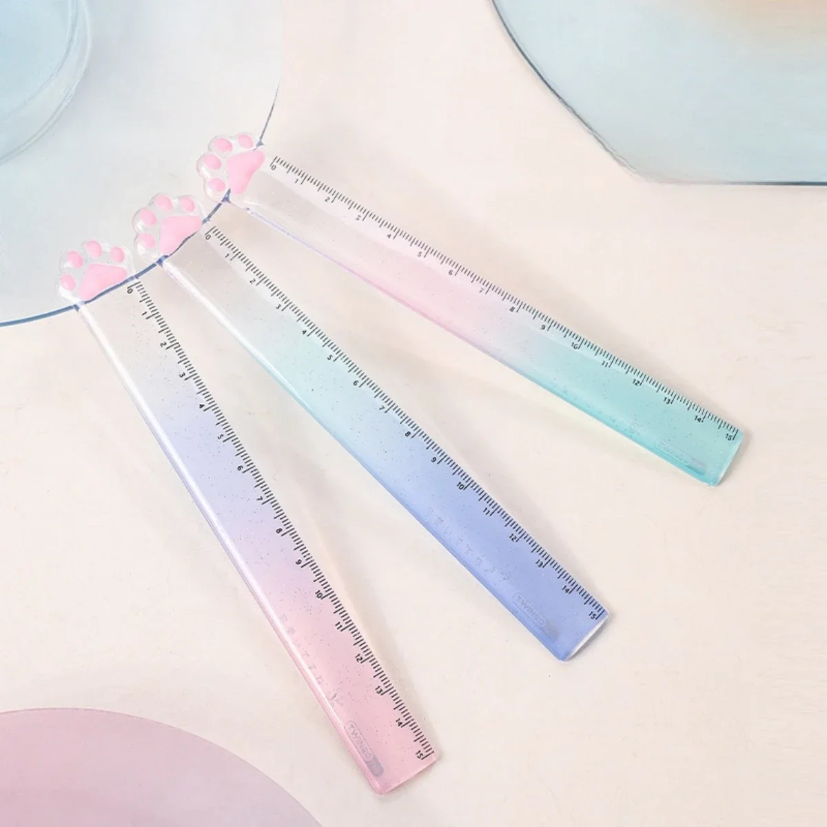 15M Cat Claw Cute Straight Ruler Gradient Measuring Tool Korean Style School Stationery Supply Kawaii Accessories