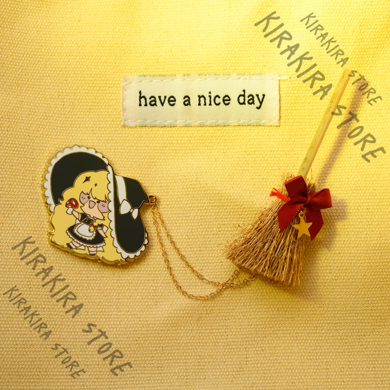 

Touhou Project Kirisame Marisa Enamel Badge Emblem Breastpin Anime Pins Bags Pendants kawaii Ornaments Two-piece Set Gifts