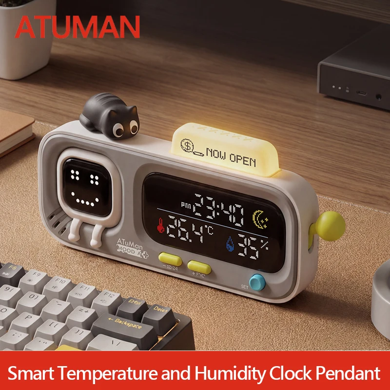 DUKA MOODA Smart Desktop Temperature and Humidity Clock Electric Digital Home Temperature and Humidity Meter Smart Fun Reminder