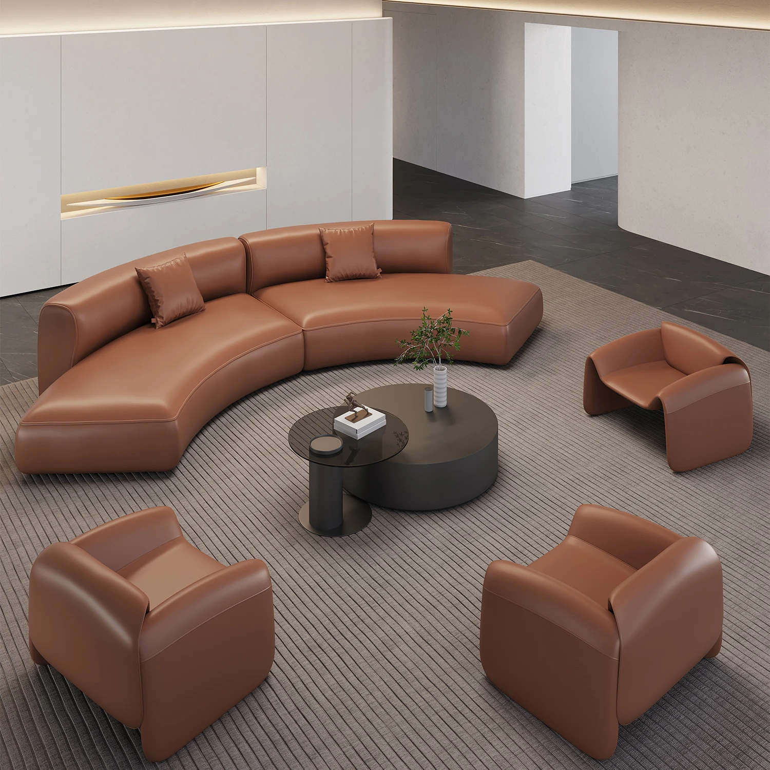 

Полукруглый изогнутый диван специальной формы, бизнес-офис, переговоры, офис продаж отеля, вестибюль, зона отдыха, прием, салон красоты