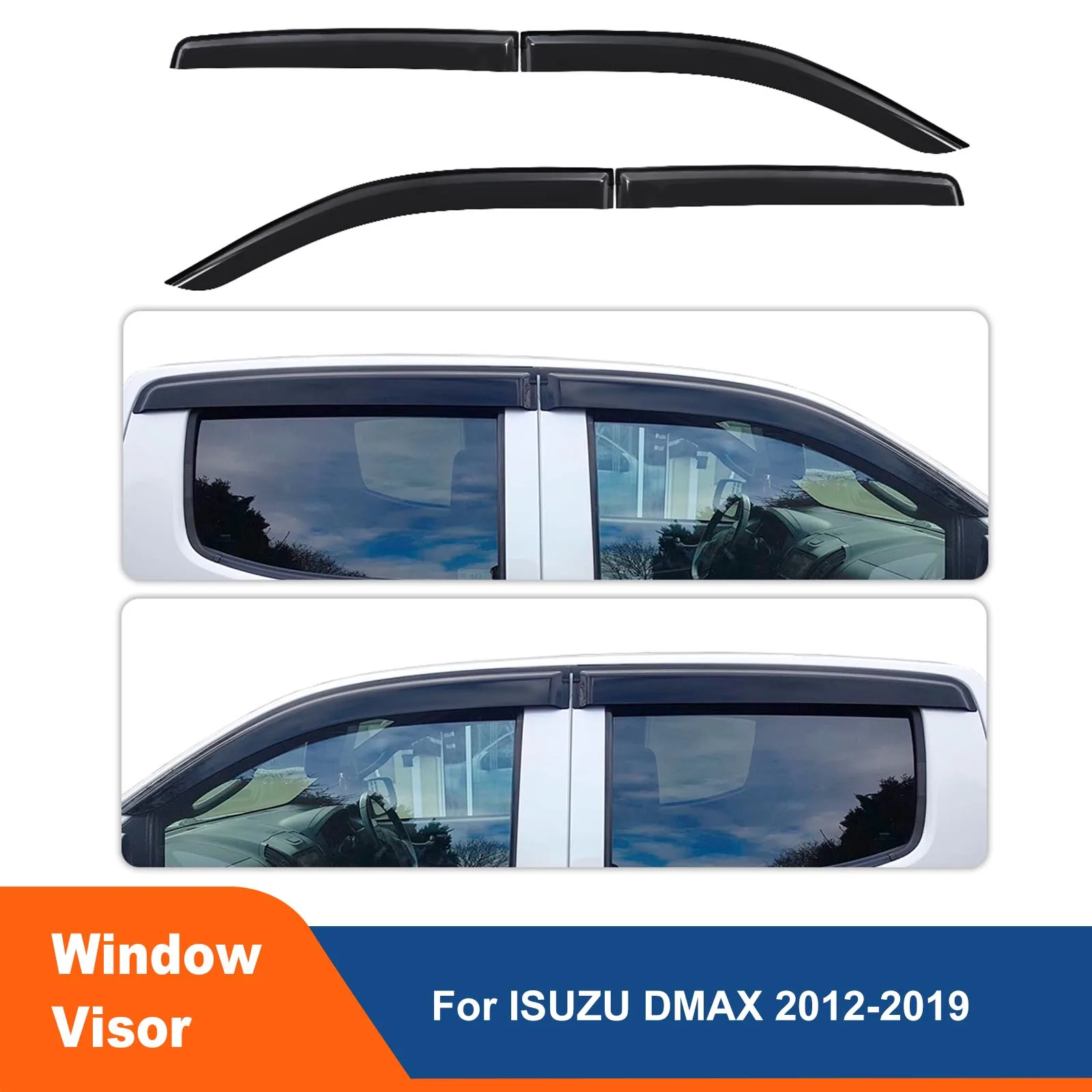 

Car Wind Deflector Weathershield Window Visor FOR ISUZU DMAX 2012-2019 Window Deflectors Protector Double Cabin Accessories