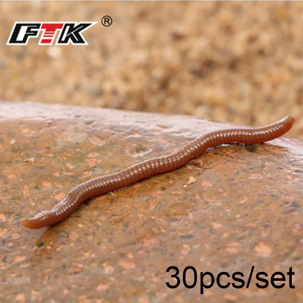 30 7.5cm Earthworm Silicone Soft Fish Baits Artificial Fish Baits Blood Insect Fish Fragrance Carp Fishing Accessories Outdoor