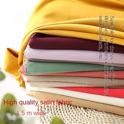 Thickened Matte Satin Fabric By The Meter for Needlework Clothes Dresses Shirts Cheongsam Diy Sewing Cloth Soft Smooth Plain Red
