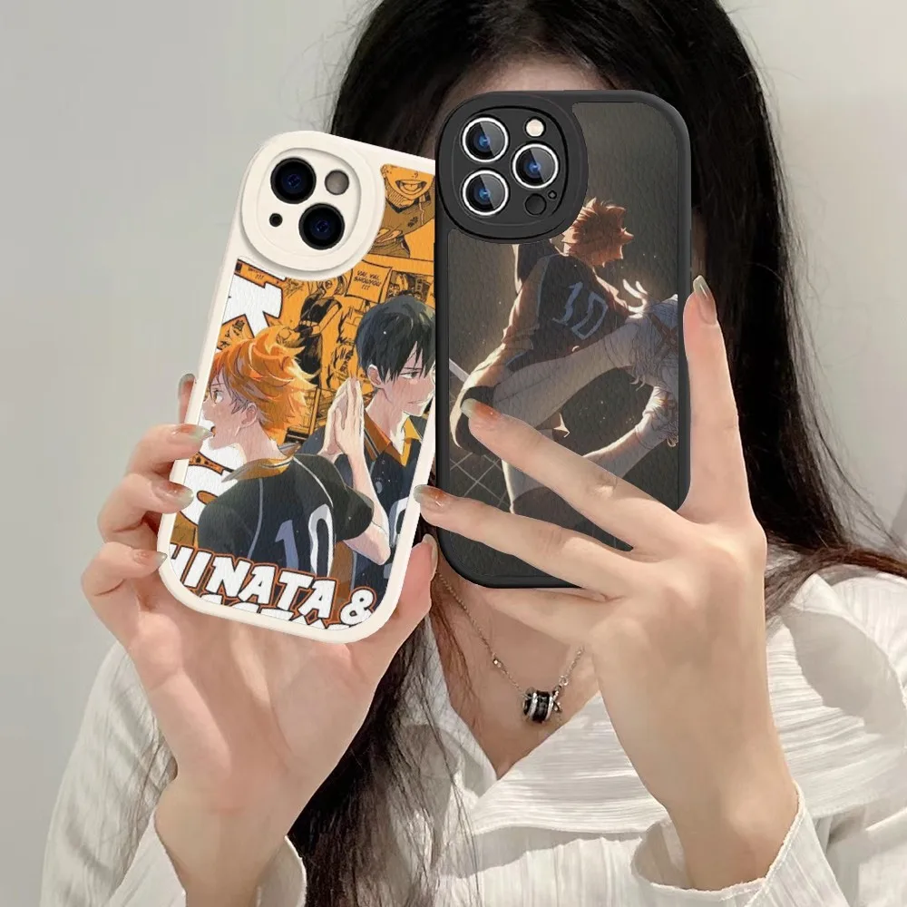 Anime Haikyuu Cute Shoyo Hinata Phone Case Hard Leather For IPhone 16 15 14 13 12 Mini 11 14 Pro Max Xs X Xr 7 8 Plus Fundas