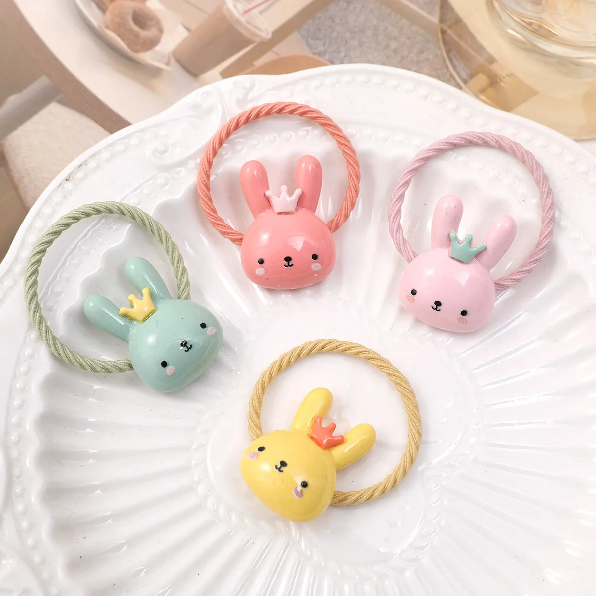 5pcs korean style chill bunny hair ties for women cute hair accessories for girls female barrettes