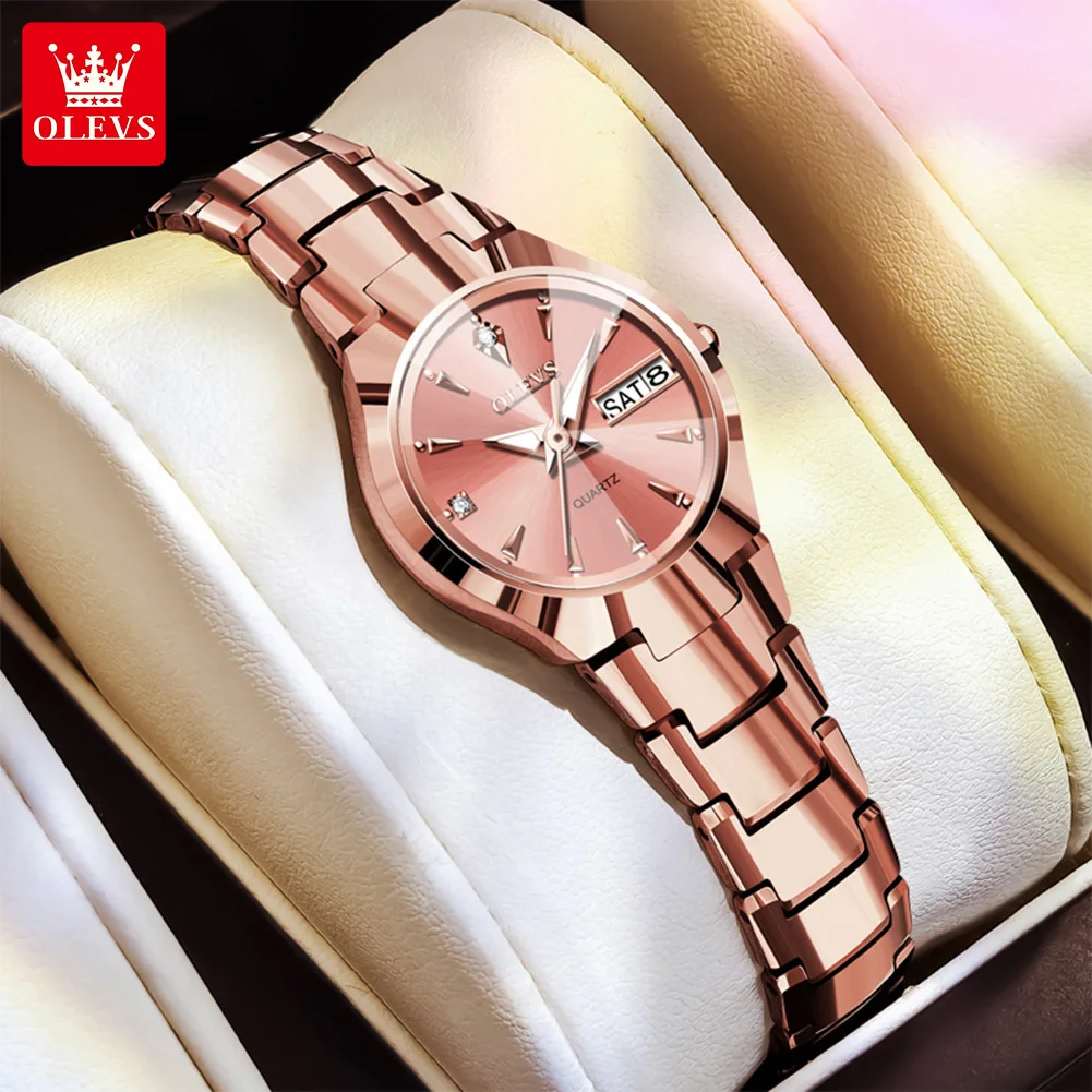 

OLEVS 8697 Women Watch Meijin Tungsten Steel Luxury Elegant Watch for Women Diamond Date ladies' watch