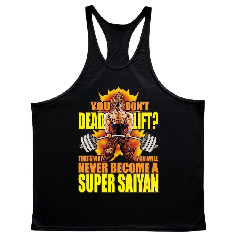 メンズジム I 字型ベスト日本アニメドラゴンボールタンクトップ夏純粋な綿通気性バスケットボールジャージ原宿 Y2k トップス