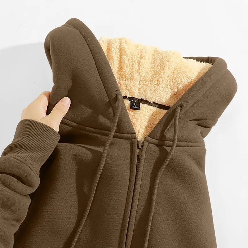 

Мужская толстовка-худи American Sle из утепленного овечьего вельвета, зимнее пальто свободного кроя на молнии, повседневная верхняя одежда для молодежи