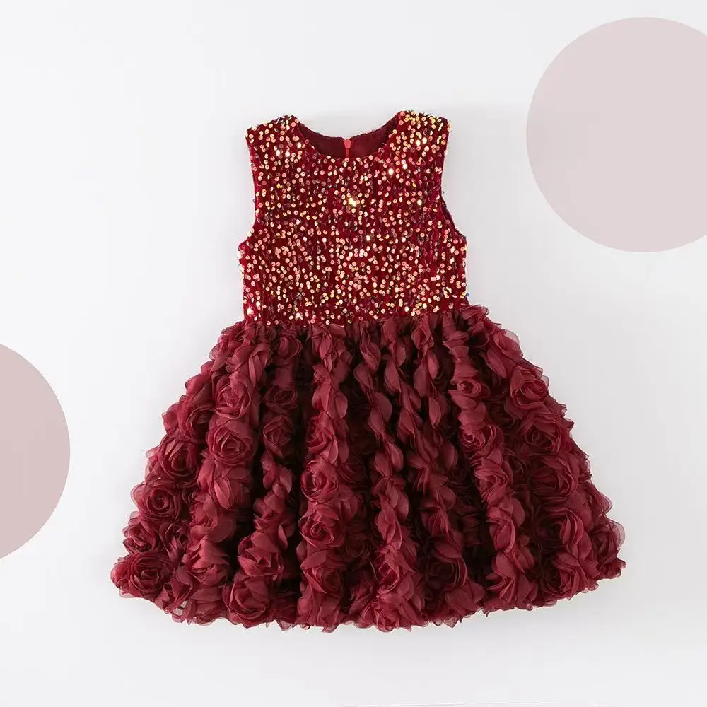 فساتين الأميرة الأطفال ربيع/خريف 2026 الوافدين الجدد الفتيات زلة منتفخ التنانير الفتيات الوردي الأزهار فساتين رسمية 90-130 سنتيمتر #3
