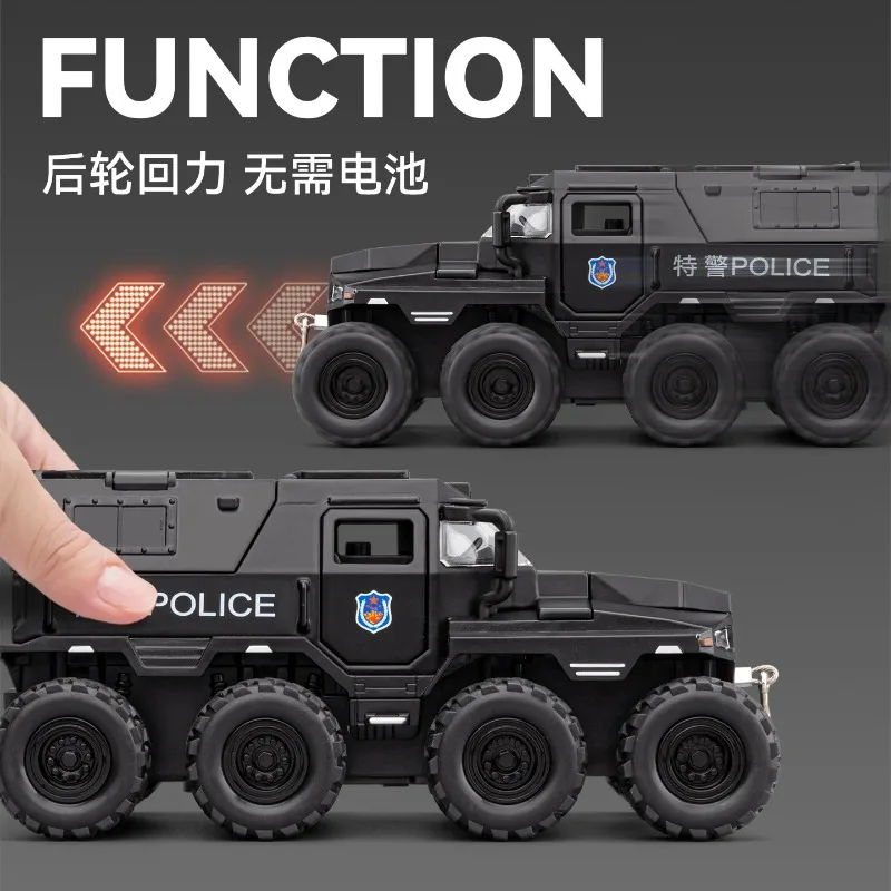 Véhicule blindé SWAT Conqueror 8×8 en alliage métallique moulé sous pression, modèle de voiture, décoration pour la maison et ornements de bureau, cadeaux de vacances