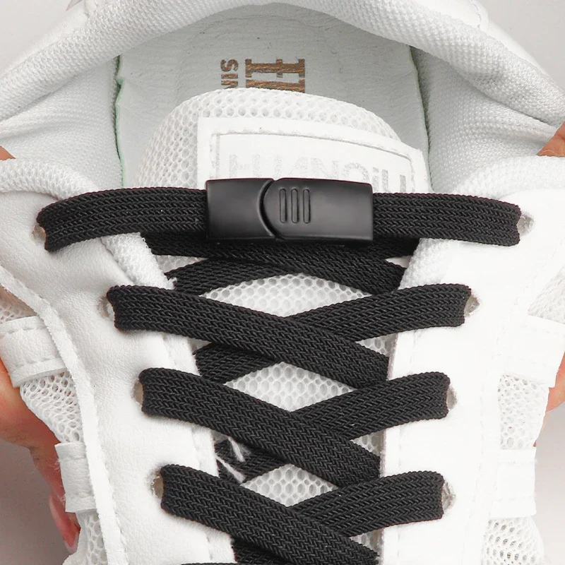 New No Tie Shoe Laces Magnetic Buckle Shoelaces Without Ties Elastic Laces Sneaker Kids Adult Widened Flat Shoelace for Shoes