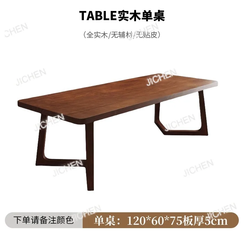 노르딕 스타일 원목 식탁 및 의자 세트 통나무 긴 테이블 작업대 가정용 식탁 책장 일체형 레스토랑