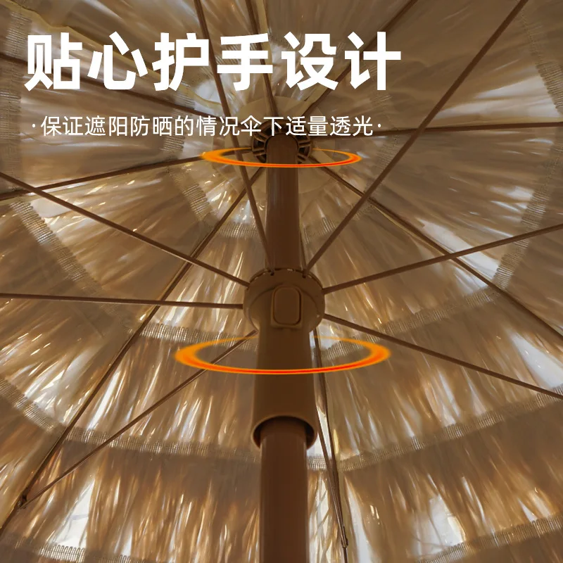 JMZ Straw Umbrella Large Beach Parasol for Family Outdoor Camping UPF50 Sun Protection Thatched Style 2m Diameter Fits Patio