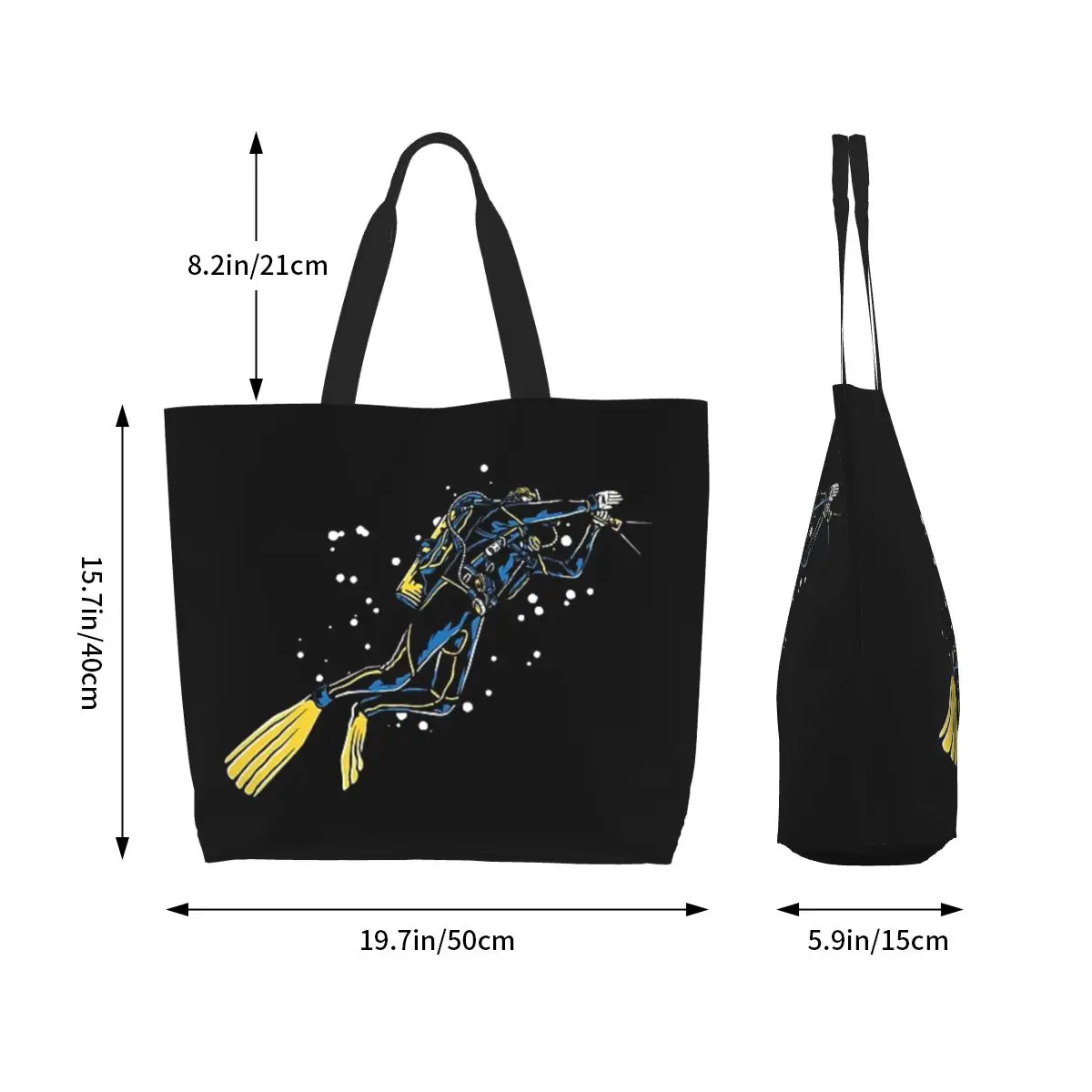 Scuba Diving Dive Diver Sea Snorkeling Sports Shopping Tote Bag Canvas Shoulder Bags Shopper Grocery Handbag for Women