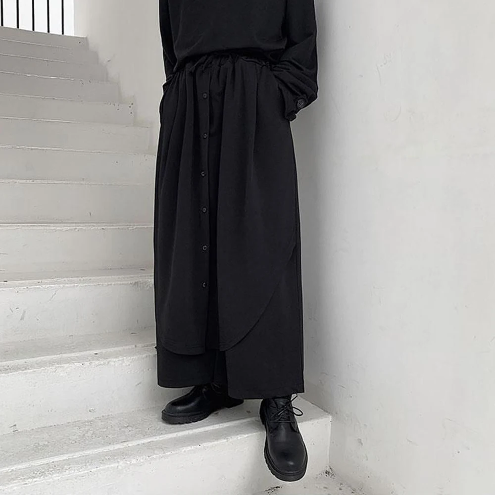 XS-5XL Summer New Male Double-Layer Skirt Pants Unisex American Retro Fashion Trend High Street Loose Casual Niche Men's Bottoms