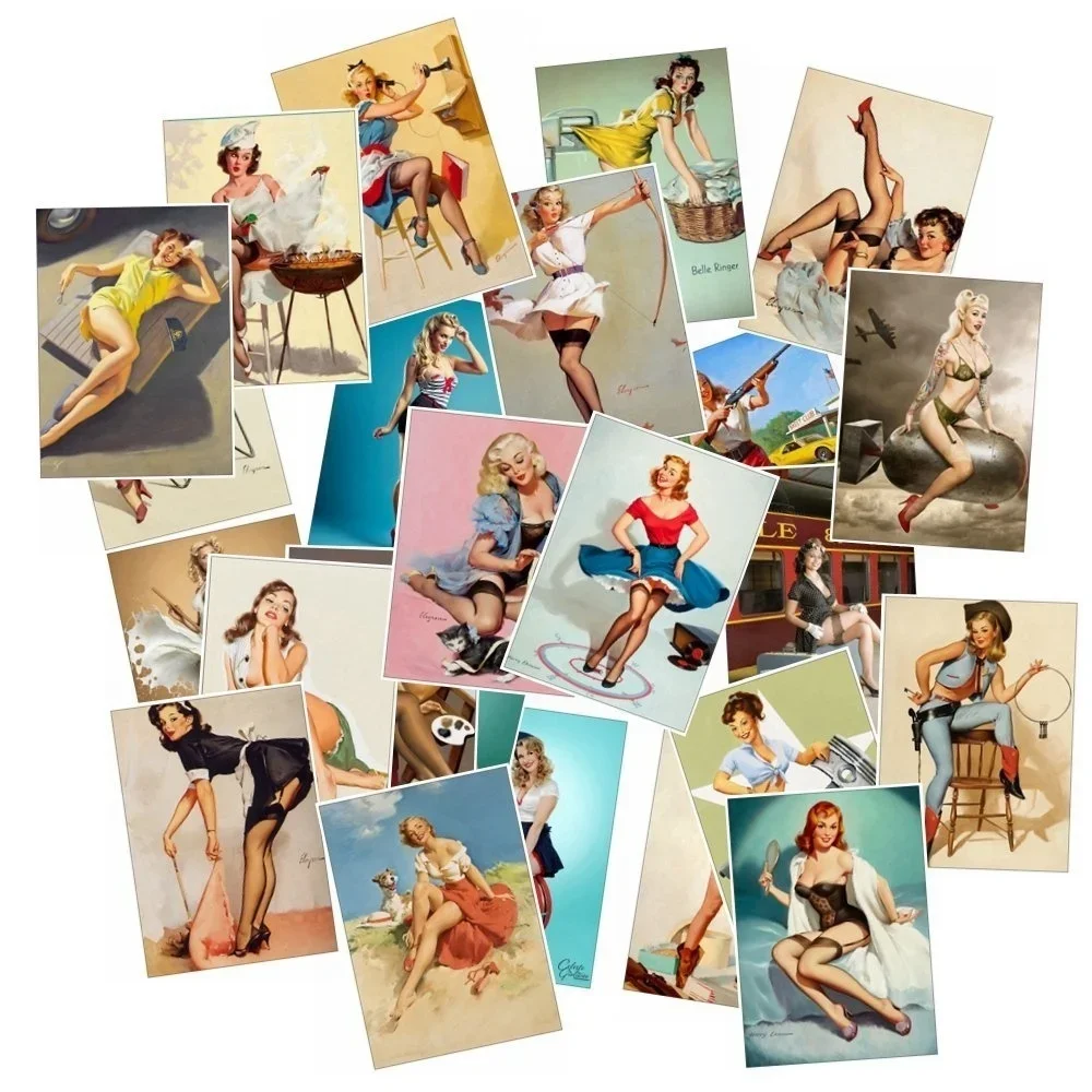 25Pcs / Pack World War II Pin-up Girls Stickers Sexy Girl Sticker for Laptop Luggage Refrigerator Skateboard