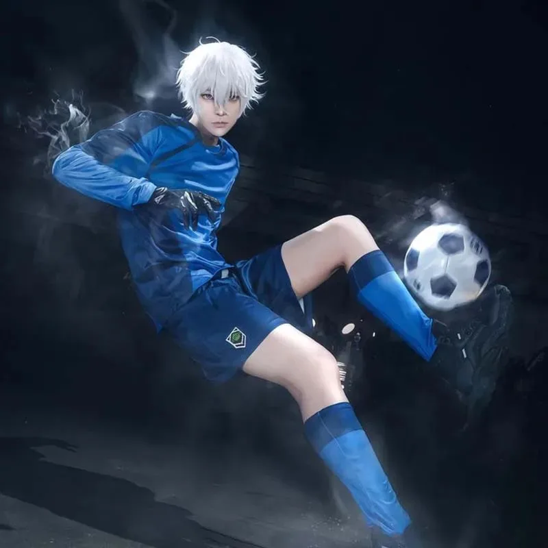 بدلة تدريب أنيمي BLUELOCK التأثيرية ناجي سيشيرو أزرق أسود لكرة القدم بذلة شعر مستعار أزياء حفلات الهالوين كرنفال