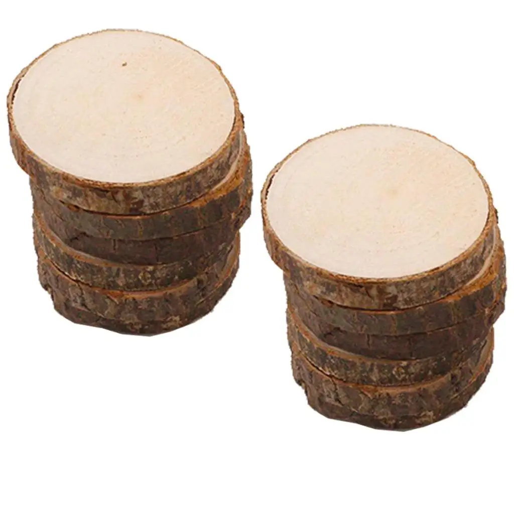 2-6pack 10pcs Unfinished Natural Wood Slices Circles with Tree Bark Wedding