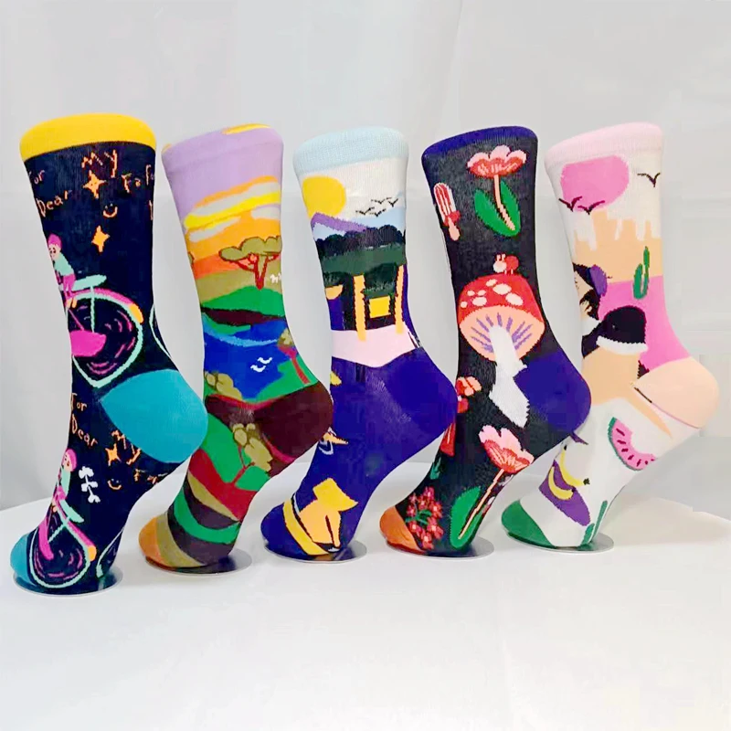 New FashionTrend Women Socks Street Hip Hop Happy Personality Sports Skateboarding Fun Stocking Good Quality Hot Sell Girl Gift