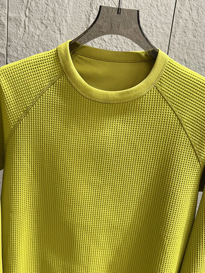 Outdoor Sports Long Sleeve T-Shirt round Neck Pure Color Base Shirt Men's Standard Fit Polyester Fiber Quick Dry Breathable