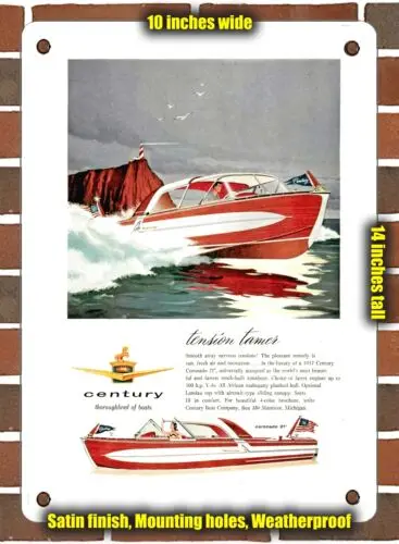 METAL SIGN - 1957 Tension Tamer Century Thoroughbred of Boats - 10x14 Inches